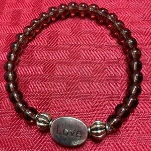 Elegant Brown Beaded Bracelet with Silver Accent